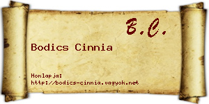 Bodics Cinnia névjegykártya